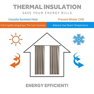 RYB HOME Room Darkening Curtains for Bedroom, Thermal Insulated Noise Reducing Window Drapes Farmhouse Decor for Living Room Kitchen, W42 x L84 inch, 2 Panels, Sand - Image 5