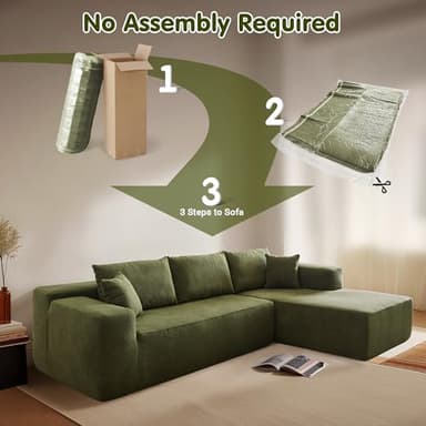 ovios 104" Cloud Sectional Couch with L-Shape Chaise,Modern Modular Sofa with Deep Seat, Upholstered Couches for Living Room Bedroom,No Assembly Required, Green (Cloud Velvet) - Image 4