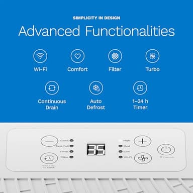 hOmeLabs 25 Pint Wi-Fi Dehumidifier for up to 3,500 Sq Ft Rooms (MAX 64 Pint at 95°F, 90% RH) – High-Efficiency Moisture Removal for Medium to Large Spaces with Auto Shut-Off and Quiet Operation - Image 5