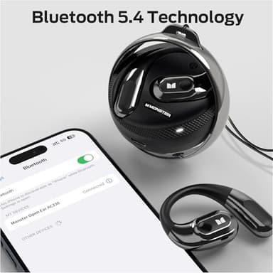 Monster Open Ear Headphones AC330, Wireless Earbuds Bluetooth 5.4 with Clear Talk, Stylish Rotating Case with Lanyard, Type-C Charging, Comfort Fit, 24H Playback, IPX5 Water Resistant, Black - Image 6