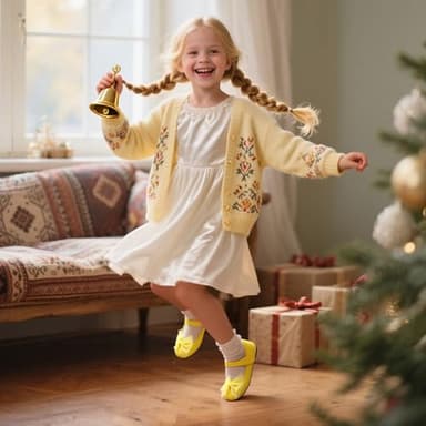 THEE BRON Toddler/Little Girl Mary Jane Flats Princess Dress Shoes(G06 Toddler,Yellow/8M) - Image 2