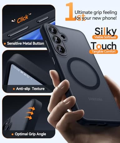 CANSHN Designed for Samsung Galaxy S25 Plus Case (2025) [Full Camera Protection] [Compatible with Magsafe] Translucent Matte Back Protective Phone Cover, Black - Image 7
