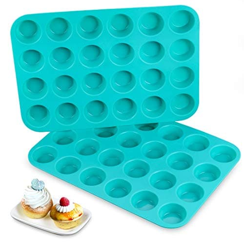 Mini Muffin Pan 24 Mini Cupcake Pans Silicone Molds Food Grade Silicone Muffin Pans for Baking Pack of 2 - Image 1