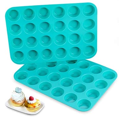 Mini Muffin Pan 24 Mini Cupcake Pans Silicone Molds Food Grade Silicone Muffin Pans for Baking Pack of 2 - Image 1
