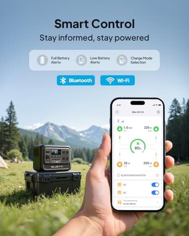 BLUETTI Elite 100 V2 (2025 New) 1024Wh Portable Power Station, LFP Battery Solar Generator w/ 4 1800W AC Outlets (3600W Surge) Backup, 35% Smaller for Camping, Outages (Solar Panel Optional) - Image 8