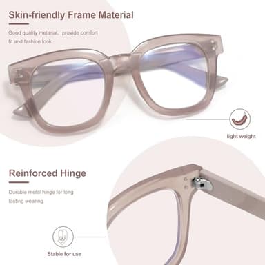 Madison Avenue Blue Light Blocking Glasses Oversized Fashion Blue Light Glasses for Women Anti Eyestrain & UV Protection Computer Eyeglasses (Milk Grey Brown) - Image 5