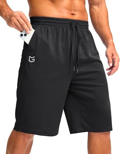 G Gradual Men's Athletic Shorts with Pockets 11" Long Basketball Shorts Lightweight Quick Dry Gym Workout Shorts for Men(Black,M) - Image 1