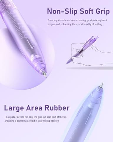 Four Candies 14Pack Pastel Gel Ink Pen Set,Cute Retractable 0.5mm Fine Point Pen,11 Pack Black Ink and 1 Pc Purple Ink Pens with 2Pcs Highlighter for School, Office, Mothers Day Gifts(Purple) - Image 5