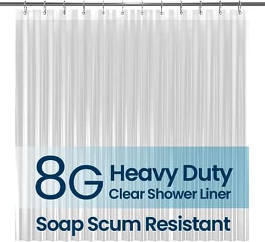 LiBa Bathroom Shower Curtain Waterproof Plastic Shower Curtain Premium PEVA Non-Toxic with Rust Proof Grommets Clear 8G Bathroom Accessories 72x72 - Image 1