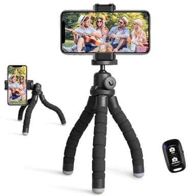 Ubeesize Phone Tripod, Portable and Flexible Tripods with Wireless Remote and Clip, Cell Phone Tripode Stand for Video Recording - Image 1
