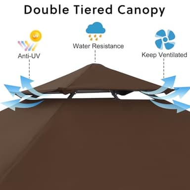 ABCCANOPY 8x5 Pop Up Grill Gazebo - Outdoor BBQ Canopy with Shelf & Sidewall, Portable Barbeque Shelter with 2 Magnetic LED Lights, Carry Bag for Patio Garden Events Picnic Grilling, Brown - Image 8