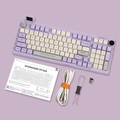 EPOMAKER RT100 97 Keys Gasket BT5.0/2.4G/USB-C Mechanical Keyboard with Customizable Display Screen, Knob, Hot Swappable Socket, 5000mAh Battery for Win/Mac(RT100 Purple， Wisteria Linear Switch) - Image 8