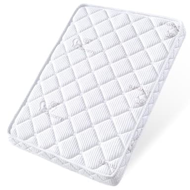 Pack and Play Mattress - 38" x 26"- Premium Knitted Fabric Safety Reinforced Play Yard Mattress - Fits for Graco & Baby Trend & Pamo Babe Playard, Firm Support and Comfort Foam，White - Image 1