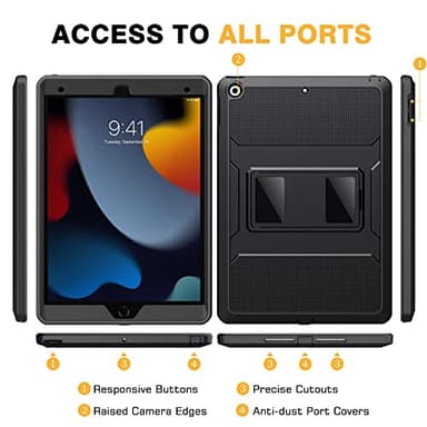 MoKo for iPad 10.2 Inch Case iPad 9th Generation 2021/ iPad 8th Generation 2020/ iPad 7th Generation 2019, [Heavy Duty] Shockproof Full Body Protective Cover with Built-in Screen Protector, Black - Image 7