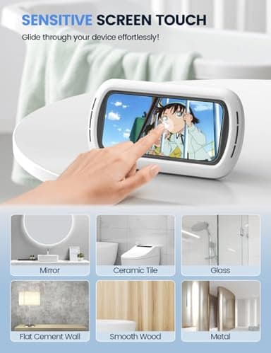 Lamicall Shower Phone Holder with Speaker Holes, IPX6 Waterproof Clear Sound & 480° Rotation Shower Case Accessories, Waterproof Bathroom Wall Mount for iPhone 17 16 Pro Max Air, S25 Ultra, 4-7" Phone - Image 5