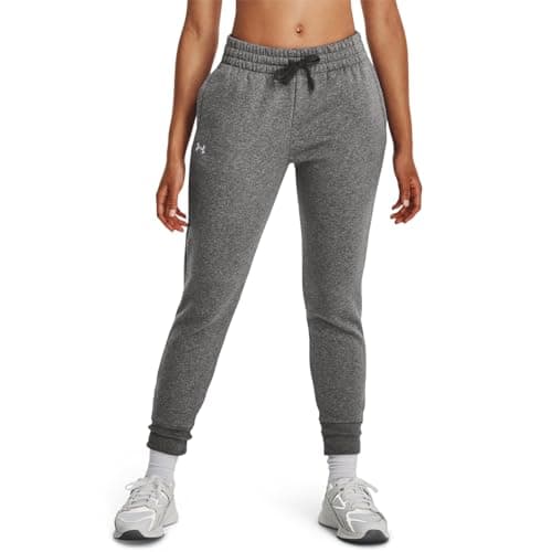 Under Armour Womens Rival Fleece Joggers, (025) Castlerock Light Heather / / White, Large - Image 1
