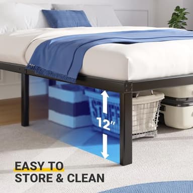 Avenco Full Size Bed Frame - 14 Inch High Metal Platform Bed Frame Full Size with Storage Space Under Bed, Heavy Duty Steel Slat Support, No Box Spring Needed, Easy Assembly - Image 3