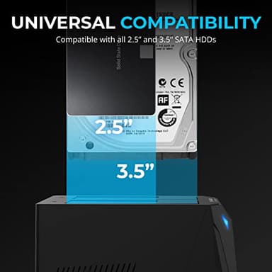 SABRENT USB 3.0 to SATA I/II/III Dual Bay External Hard Drive Docking Station for 2.5 or 3.5in HDD, SSD with Hard Drive Duplicator/Cloner Function [20+TB Support] (EC-HD2B) - Image 4