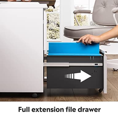 DEVAISE 2 Drawer Mobile File Cabinet with Lock, Commercial Vertical Filing Cabinet for Home Office, White - Image 6