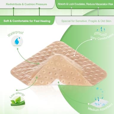 NeuHeils Silicone Foam Dressing Gentle Border Lite 2''x2'', Pad Size 1''x1'', 20 Pack for Small Bed Sore Pressure Ulcer Wound Bandages Patches - Image 4
