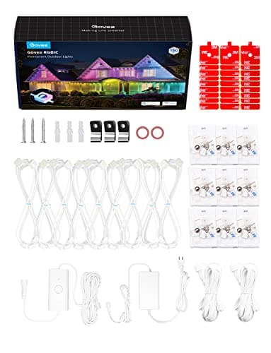 Govee Permanent Outdoor Lights, Smart RGBIC Outdoor Lights with 75 Scene Modes, 150ft with 108 LED Lights, IP67 Waterproof for Patio Decorations, Work with Alexa, Google Assistant, White - Image 9