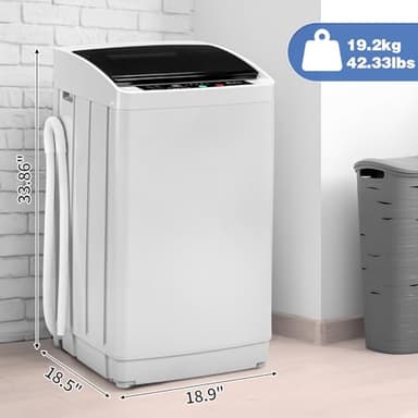 GODECOR 1.5 Cu.Ft Full-Automatic Washing Machine, 17.8 lbs Compact Portable Washer with Stainless Steel Drum, 8 Programs & 5 Water Levels, Child Lock & Delay Start, Top Load - Image 2