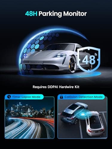 DDPAI Dash Cam Front and Rear, 4K+1080P Car On-Dash Mounted Cameras, Dashcam Included 64GB Card, Built-in 5G WiFi 6, GPS, 3'' IPS, AI ISP Night Vision, 48H Parking Mode, Loop Recording, ADAS, Z50 Pro - Image 6