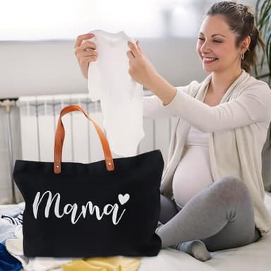 Lamyba New Mom Gifts for Women, Mama Bag Tote with Makeup Bag, Cool Gifts for Mom to be/Expecting Mom/Pregnant Women - Image 6