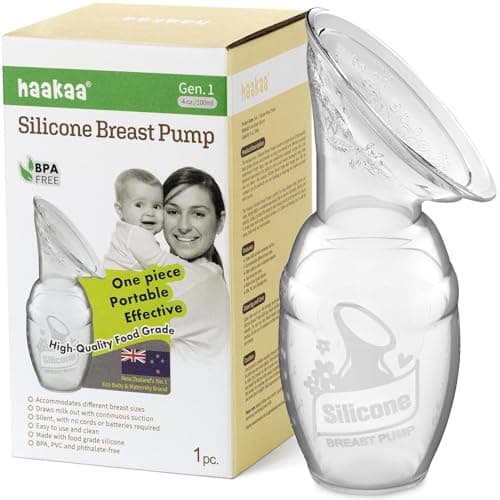 haakaa Manual Breast Pump for Breastfeeding, Silicone, Clear 4oz/100ml - Image 1