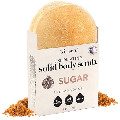 Kitsch Exfoliating Sugar Scrub for Body – All Natural Body Scrub Bar Soap for Smooth, Hydrated & Glowing Skin - Vegan Soap Bar Exfoliator for Men and Women - Made in the USA - 4 oz - Image 1