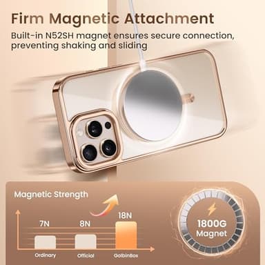 GolbinBox Magnetic for iPhone 16 Pro Case with Stand, [Compatible with MagSafe], Camera Control Capture Button, 16FT Military-Grade Protection, Shockproof Slim Phone Case 6.3"(Rose Gold/Clear) - Image 4