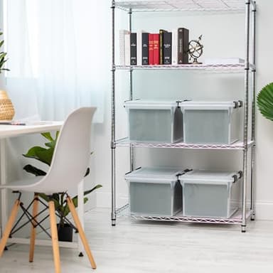 IRIS USA File Box WeatherPro File Organizer Plastic File Box for Letter/Legal File, Water Resistant Document Box, Durable Lid, Seal w/ Secure Latching Buckles, Stackable, Nestable, Clear 32 Qt. 4Pack - Image 5