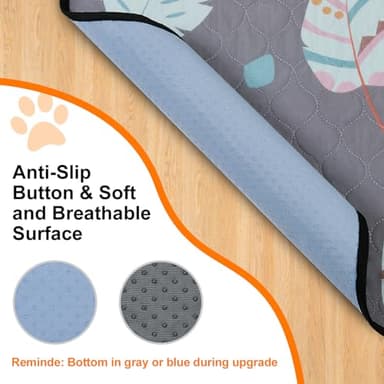 LOOBANI Washable Pee Pads for Dogs, 2 Pack Ultra-Absorbent and Leak-Proof Whelping Mats, Non-Slip Reusable Puppy Pads, Waterproof Puppy Training Mats for Playpen, Crate, Housebreak, 48x48in, Gray - Image 4