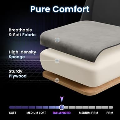 N-GEN GAMING Video Gaming Chair Office Computer Desk Use Ergonomic Reclining Backrest Adjustable Armrests Lumbar Support Footrest High Density Foam Breathable Fabric Heavy Duty Base (Grey) - Image 4