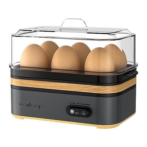 Evoloop Rapid Egg Cooker Electric 6 Eggs Capacity, Soft, Medium, Hard Boiled, Poacher, Omelet Maker Egg Poacher With Auto Shut-Off, BPA Free - Image 1