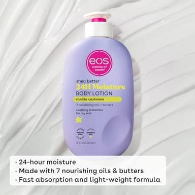 eos Shea Better Body Lotion Vanilla Cashmere, 24-Hour Moisture Skin Care, Lightweight & Non-Greasy, Natural Shea, Vegan, Vanilla Body Lotion, 16 fl oz - Image 3