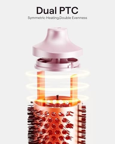 Wavytalk Heatwave Pro Ionic Thermal Brush Set, Dual Voltage 3-Size Heated Round Brush for Short to Long Hair, Bilateral Negative Ions for Frizz-Free Shiny Blowout, Pink - Image 5