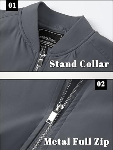 TACVASEN Bomber Jacket Men Casual-Jacket Outdoor Windbreaker Lightweight Bomber-Jackets Men Jackets Bomber Jackets for Mens Lightweight Coat - Image 5