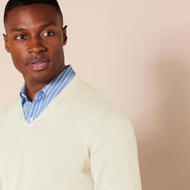 Amazon Essentials Men's V-Neck Pullover Sweater (Available in Big & Tall), Oatmeal Heather, Large - Image 4