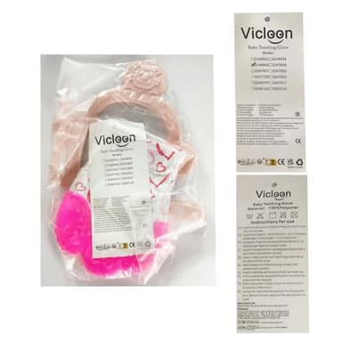 Vicloon Silicone Teething Mitt, 2Pcs Teething Mitten with Adjustable Strap, Crinkle Sound and Textured, Self Soothing Baby Chew Toys for 0-6month Infant - Image 8