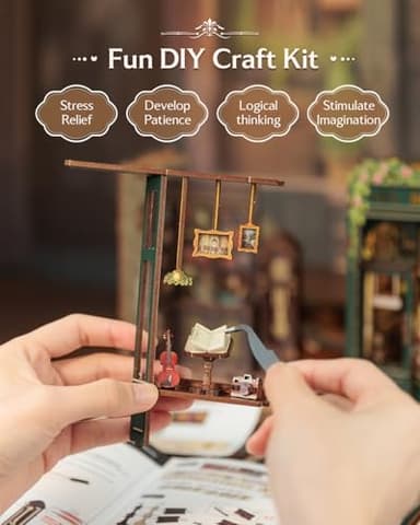 CUTEBEE Book Nook Kit, DIY Miniature House Kits for Adult and Teens, Dollhouse Mini Booknook House Bookshelf Decor, DIY Craft Gifts for Family and Friends（Owl Bookstore） - Image 8