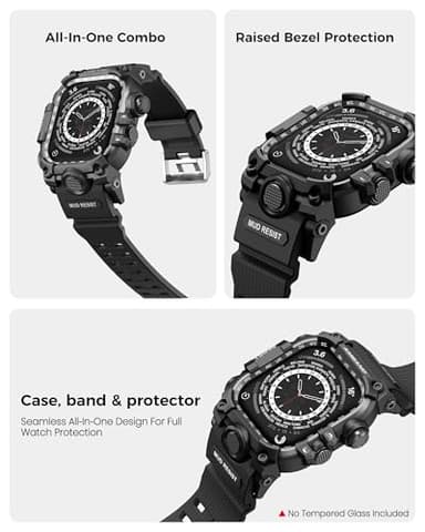amBand Rugged Case with Band for Apple Watch 45mm, Compatible with Apple Watch (iWatch) Series 9/8/7, Military Grade Shockproof Bumper Cover, Tactical Band for Men, Matte Black - Image 3