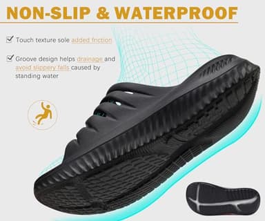 KuaiLu Womens Recovery Sandals Comfortable Plantar Fasciitis Arch Support Ladies Orthopedic Slip On Running Sport Walking Slides Thick Athletic Cushion Slippers Summer Outdoor Sliders Black Size 10 - Image 8