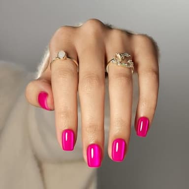 SHANGMENG Soft Gel Hot Pink Press on Nails Short - Cat Eye Press on Nails Square for Women Gift, Natural Fit & Glossy Stick on Nails with Glue in 16 Sizes - 32 Reusable Fake Nails, Hot Pink - Image 7