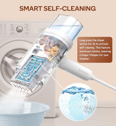 Newbealer Dual Voltage Garment Steamer - 120V/220V, 1200W Powerful Steamer for Clothes, Home & Travel Use, Horizontal & Vertical Steaming, 20s Heat-up, Foldable, 1.72lbs, 180ml (Gold) - Image 8