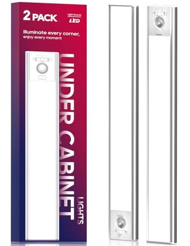 Under Cabinet Lighting, 3200mAh Rechargeable Motion Sensor Light Indoor, LED Battery Operated Cabinet Lights, Dimmable Closet Light, Wireless Under Counter Lights for Kitchen (2pack) - Image 1