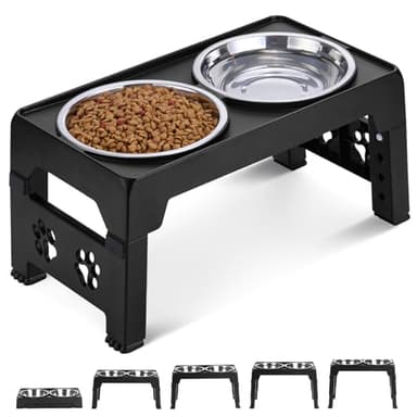 LALOBLUE Elevated Dog Bowls, Raised Dog Bowl with 2 Stainless Steel Dog Food Bowls, Dog Bowls Stand Adjusts to 5 Heights 2.95", 8.46", 9.65", 10.82", 12.01" for Small Medium Large Dogs Cats Pets,Black - Image 8