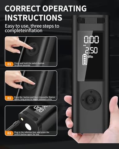 Tire Inflator Portable Air Compressor - 150PSI 4x Faster Portable Tire Inflator for Car - Air Pump For Car Tires with Digital Pressure - Auto Shut-off Smart Air Pump Suitable SUV, Bike Moto and More - Image 6