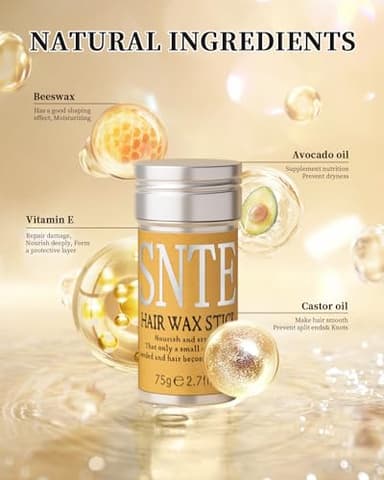 Slick Back Hair Brush & Hair Wax Stick Set - Tames Frizz & Smooths Flyaways - Sleek Ponytails, Buns, Edges - Styling Cream/Gel/Balm/Pomade Stick for Women - Styling Accessories for Girls & Kids - Image 5