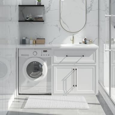 Yimobra Bathroom Rugs Non Slip Washable 36x24, Ultra Soft and Water Absorbent Bath Mats, Plush Fluffy Shower Mat Outside, Luxury Microfiber Thick Carpet Matts for Bathroom Floor/Tub, Off White - Image 2